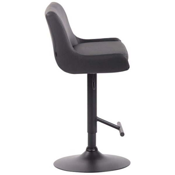 Barstol med fotstöd i modern design i grå konstläder, ben i kromat metall.