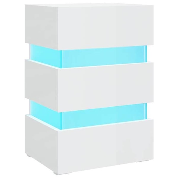 Nattelsbord med LED-lys og 3 skuffer 45 x 35 x 67 cm hvid højglans ingeniørtræ DEC034737 Vit
