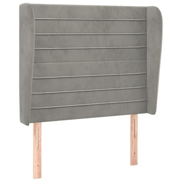 Sengegavl - Ikke specificeret - 103x23x118/128 cm - Lys gråt fløjl - Klassisk stil - Ører Ljusgrått