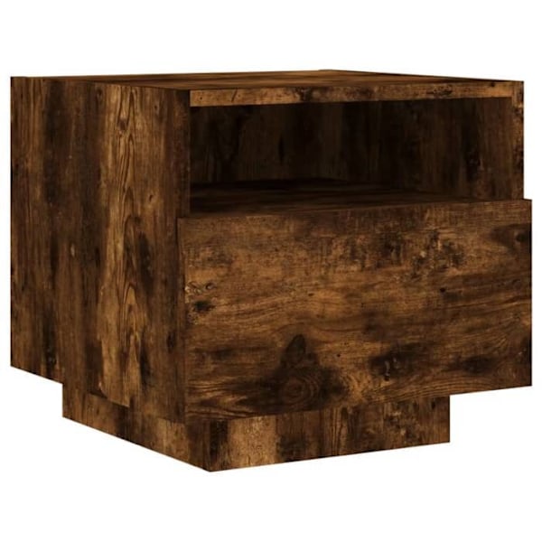Set om 2 nattbord med skuff og RGB LED-lamper 40 x 39 x 37 cm i brunt ingeniørtre DEC032827 kastanj