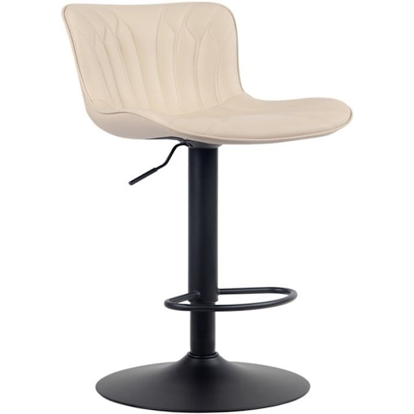 Barstol hög x1 med dekorativa sömmar i creme PVC, svarta metallben 10_0005168 Grädde