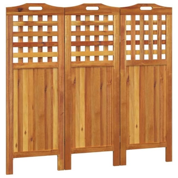 Paravent rumdeler med 3 paneler, højde 115 cm, 121,5 x 2 x 115 cm, akacietræ, brun DEC030717 kastanj