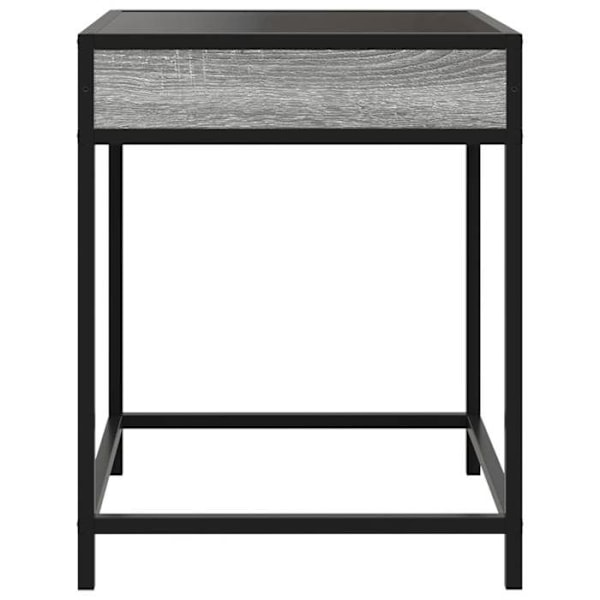 Nattesbord med LED-spejl 40 x 40 x 51 cm ingeniørtræ, glas og grå stål DEC033165 kastanj