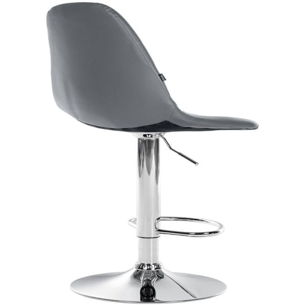 Bar Stool x1 with adjustable height footrest swivel gray PVC seat chrome metal frame 10_0004823 Grå
