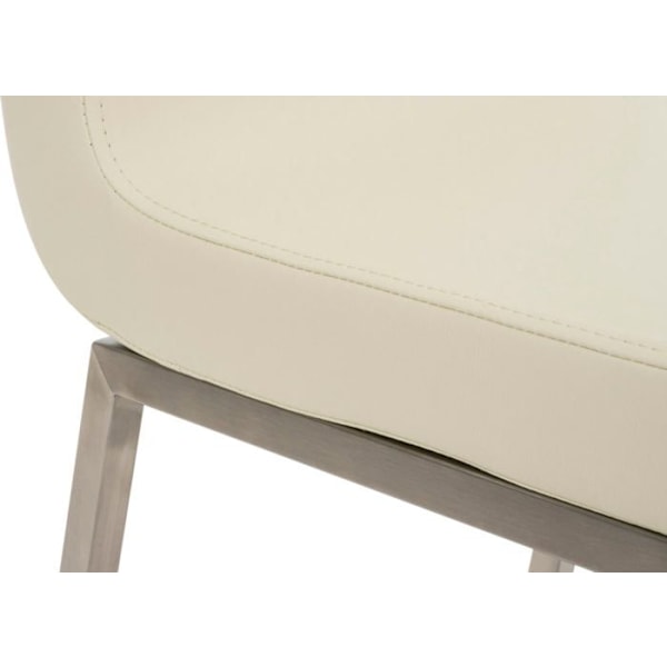 Sæt med 2 spisestole i stilren PVC creme og rustfrit stål 10_0001611 Grädde