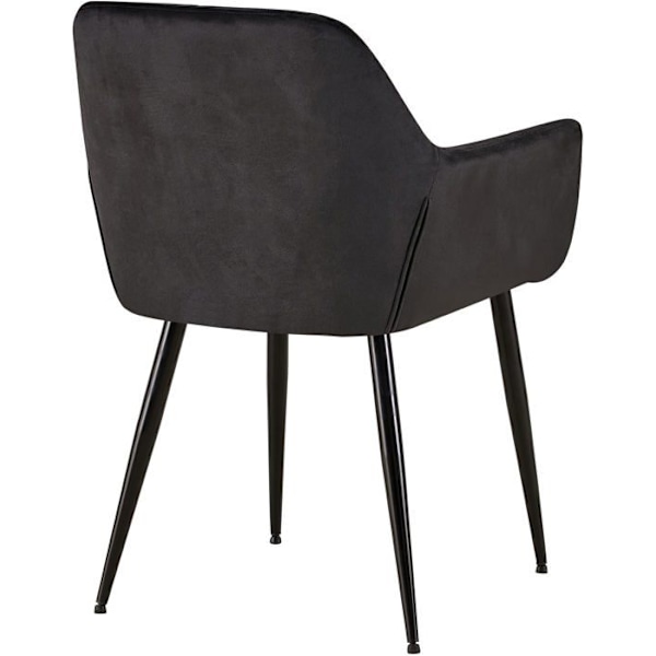 Set av 2 retro design matstolar med dekorativa sömmar i rutor, sits i svart sammet 10_0001538 Svart