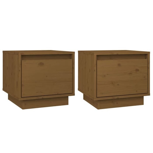 Sæt af 2 natborde med skuffe 35 x 34 x 32cm fyrretræ farve honningbrun DEC035915 kastanj