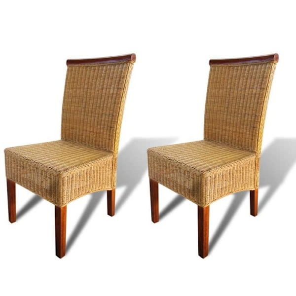 Matstolar - Modern design - Set om 2 - Naturlig rotting - Brun - Inomhus kastanj