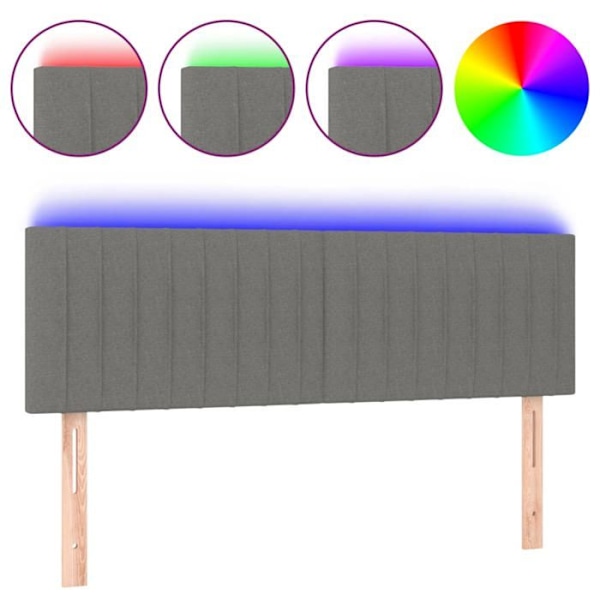 Sänggavel - Ej specificerad - 144x5x78/88 cm - Mörkgrå tyg - Färgglad LED - Contemporary design Mörkgrå