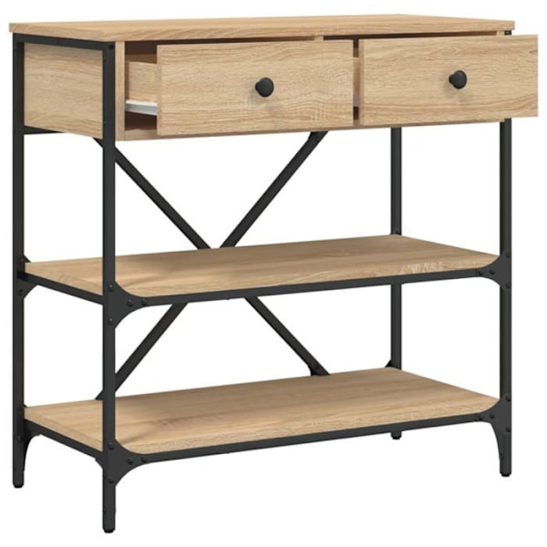 Lisäkaluste, sisäänkäynnin kaluste laatikoilla ja hyllyillä 75 x 34,5 x 75 cm ruskeaa engineering-puuta ja metallia DEC031954 kastanj