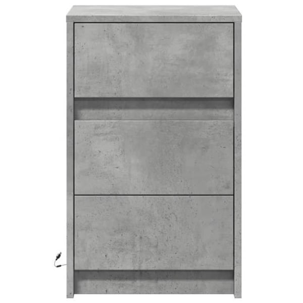 Yöpöytä LED-valoilla 38 x 34 x 61 cm laatikoilla ja harmaasta rakennuspuusta DEC032805 kastanj