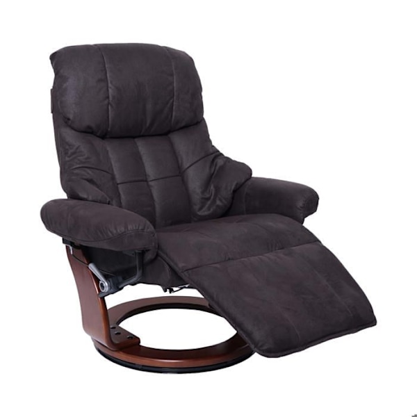 Afslapningsstol med justerbar og drejelig fodstøtte i stof/tekstil, maksimal belastning 150 kg, brun/sort med valnød-look 04_ kastanj