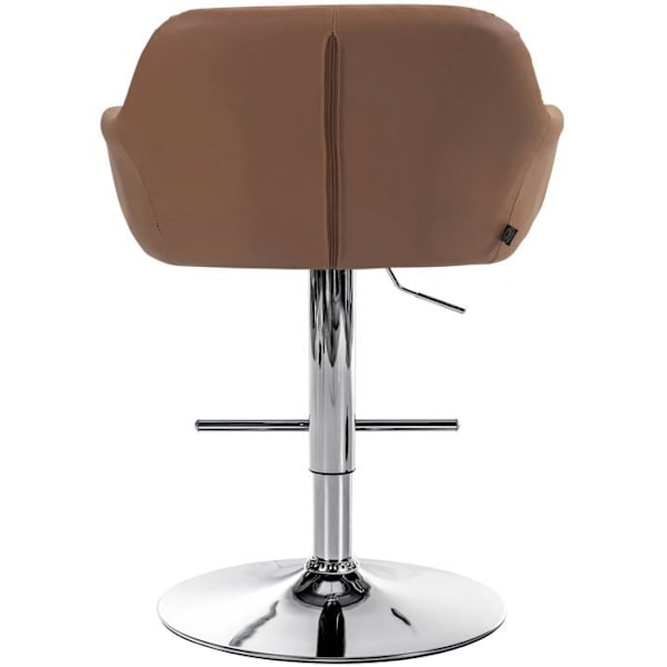 Barstol høj x1 funktion drejning 360° i lysbrun PVC med dekorative syninger metalben i krom 10_000 kastanj