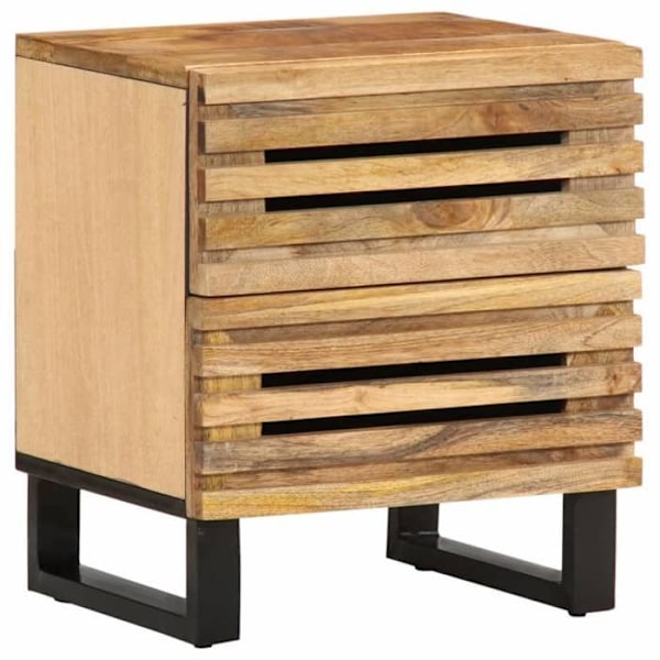 Sæt af 2 natborde med to skuffer 40 x 34 x 46 cm massivt mangotræ og stål DEC034801 kastanj