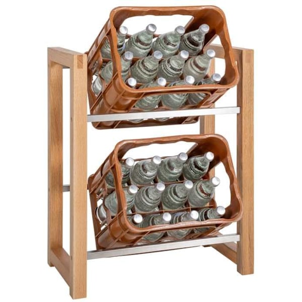 reol til 2 kasser til drikkevarer opbevaring støtte til flasker 71x56 cm i egetræ 10_0003069 kastanj