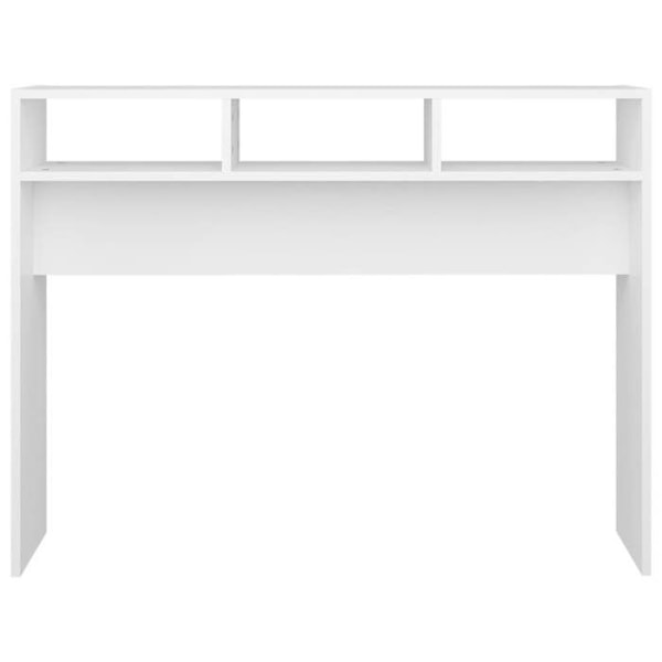 Funktionsdygtig og stilfuld skrivebordskonsol med opbevaringsrum 105 x 30 x 80 cm i hvidt ingeniørtræ DEC031686 Vit