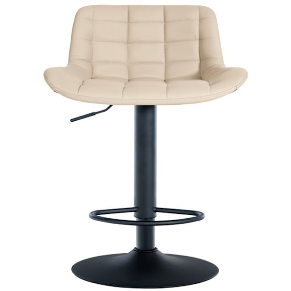 Sæt med 2 barstole, sort metalstruktur, creme PVC-sæde med stikninger 10_0004442 Grädde