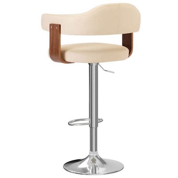 Set med 2 barstolar i retrodesign i böjt trä och krämfärgad PVC samt järn DEC029648 kastanj