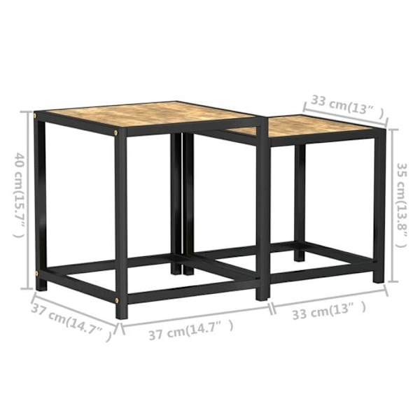 Set med 2 sidobord för växtstöd i MDF och svart stål DEC032744 Svart