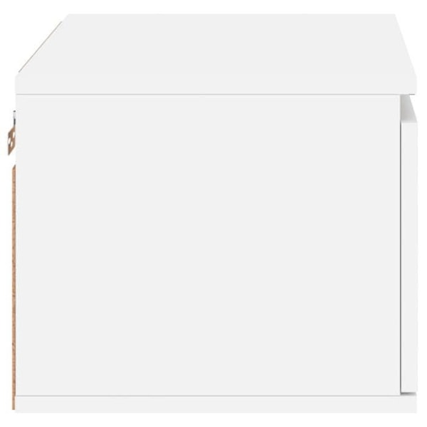 Væghængt sengebord med LED-lys 50 x 36 x 30 cm med skuffe i hvidt ingeniørtræ DEC034163 Vit