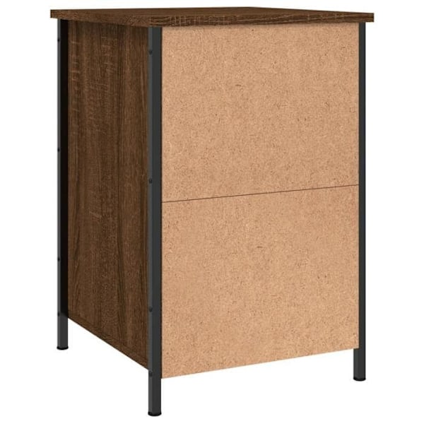 2 kpl yöpöytiä, joissa on laatikko ja ovellinen lokero, mitat 40 x 42 x 60 cm, ruskea insinööripuusta ja rautaa DEC035862 kastanj
