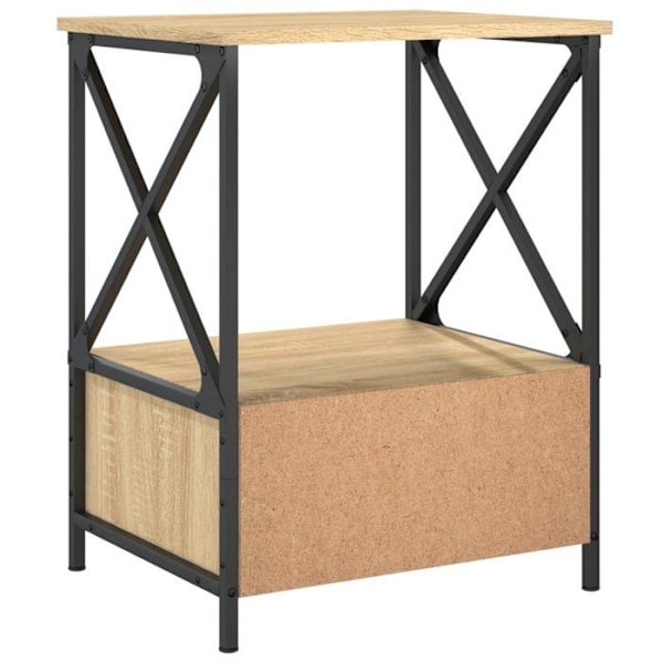Sæt med 2 natborde med skuffe og hylde 50 x 41 x 65 cm ingeniørtræ i egetræ farve DEC035293 kastanj