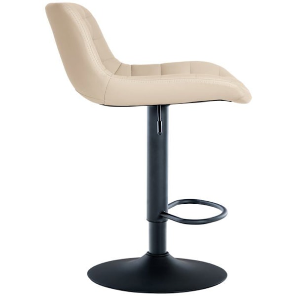 Barstol x1 sort metalkonstruktion sort sæde i creme PVC med stikninger 10_0005444 Grädde