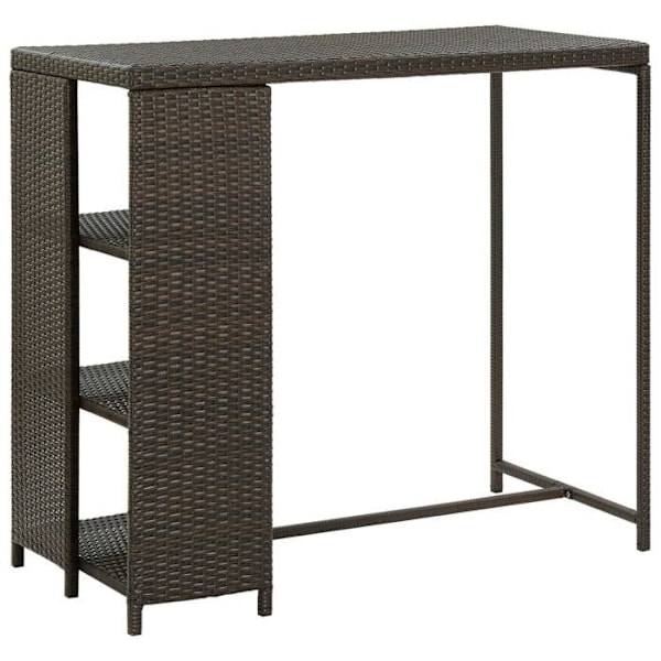 Multifunktionel sidebord højt bord med opbevaringshylder 120 x 60 x 110 cm vævet harpiks i brun og stål DEC036334 kastanj