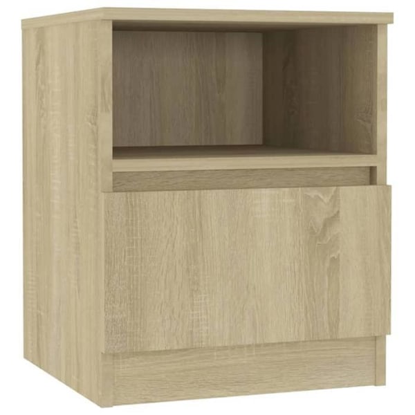Sæt med 2 natborde med skuffe og hylde 40 x 40 x 50 cm sponplade farve eg DEC035268 Flerfärgad