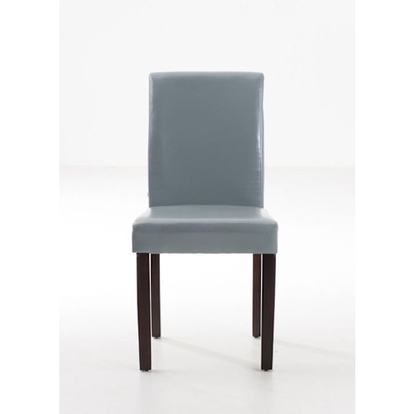 Matstol x1 modern design i grå PVC och ben i brunt trä 10_0002018 kastanj