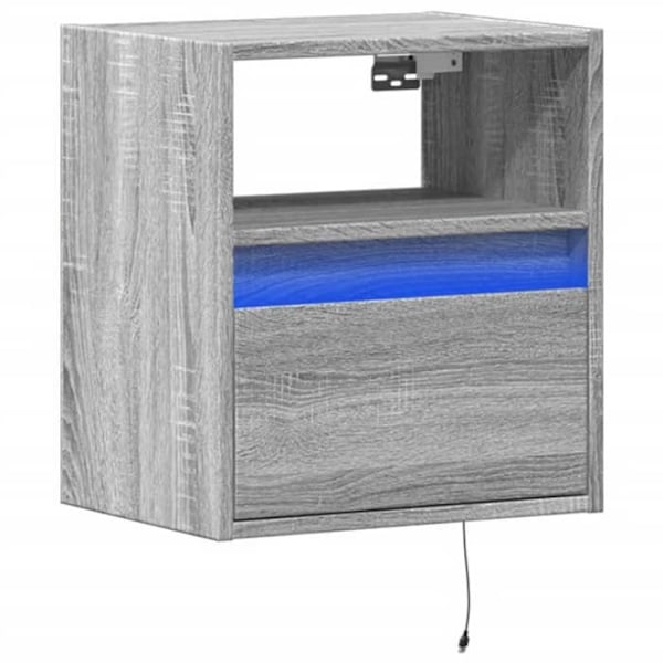 Seinävaatepöytä LED-valoilla, jossa on laatikko 41 x 31 x 45 cm, harmaa tekninen puu DEC034214 kastanj