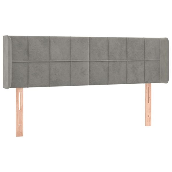Hovedgærde - Soveværelsestilbehør - LED - Lysegrå fløjl - 147x16x78/88 cm - Moderne design Ljusgrått