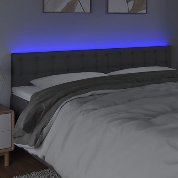 Hovedgærde til seng med LED 160 x 5 x 78/88 cm mørkegråt stof TDL0201121 Grå