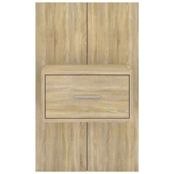 Væghængt natbord med skuffe 48,5 x 32,5 x 80 cm i ingeniørtræ i eg farve DEC034279 kastanj