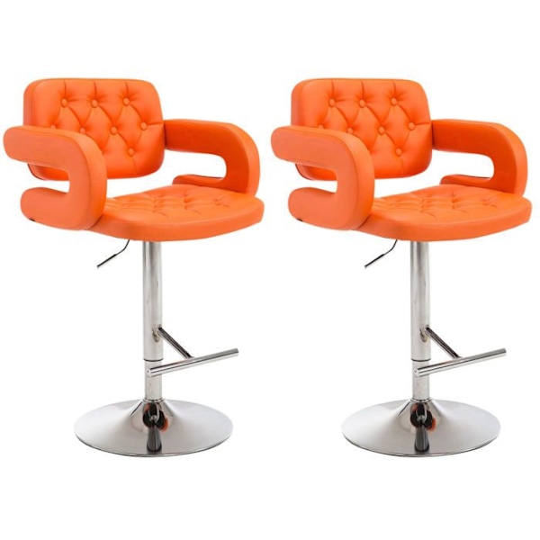 Barstole - Décoshop26 - TDB10499 - Sæt af 2 - Orange imiteret læder - Moderne design Guld