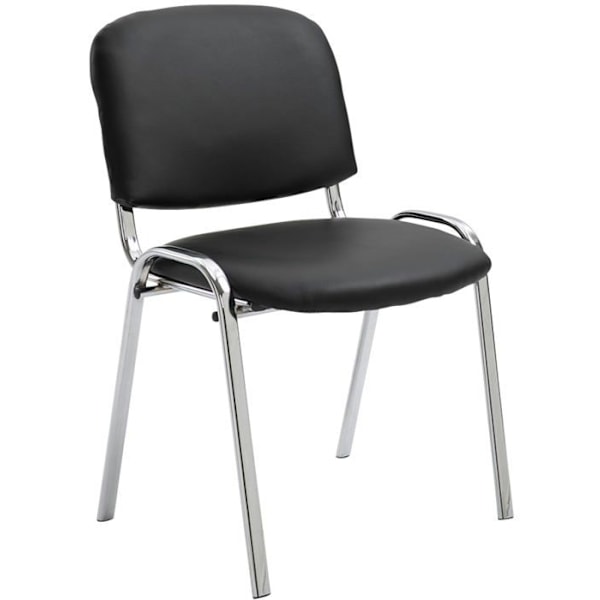 Stapelsbar besöksstol väntområde i svart PVC med 4-fots metallkrombas 10_0003365 Metall