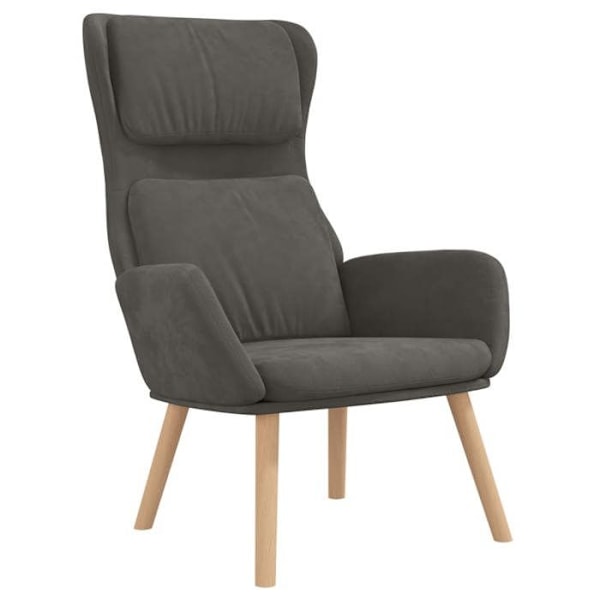 Moderne design loungestol i mørkegrå velour DEC026694 Grå