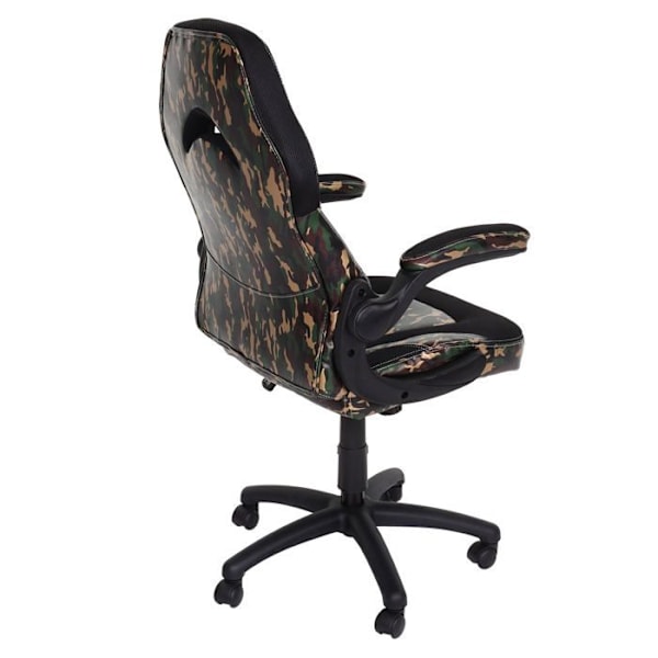Drejebar kontorstol med sammenklappelige armlæn i PVC, farve camouflage sort 04_0006225 Svart