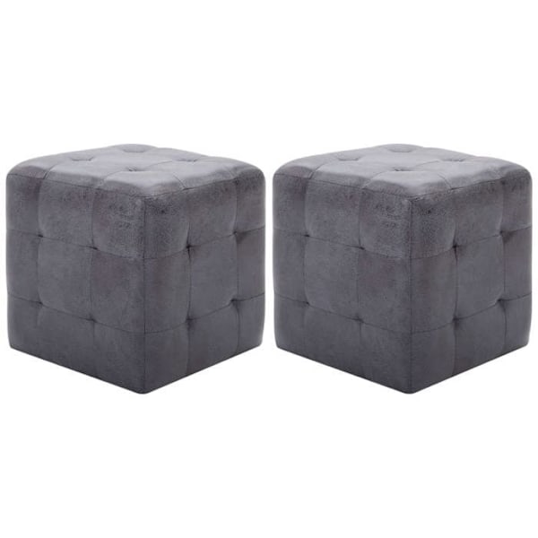 2 kpl 30 x 30 x 30 cm PVC daimihenkisiä jalkatukipuffeja harmaana DEC032757 Grå