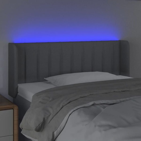 Hovedgærde - Ikke specificeret - 103x16x78/88 cm - Lys grå stof - Farverig LED - Moderne design Ljusgrått