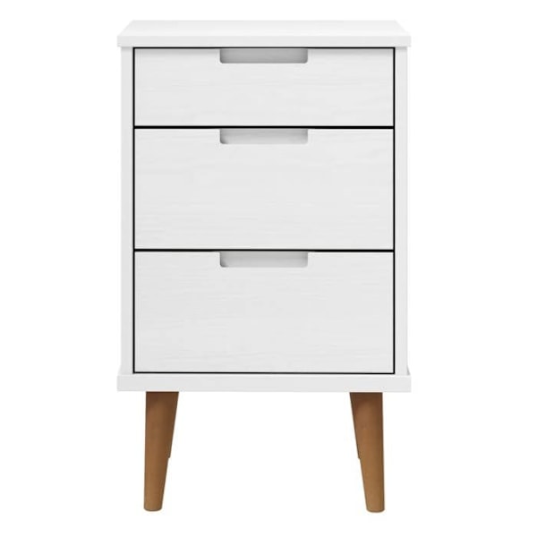 Natskab med 3 skuffer 40 x 35 x 65 cm massiv fyrretræ hvid DEC034146 Vit