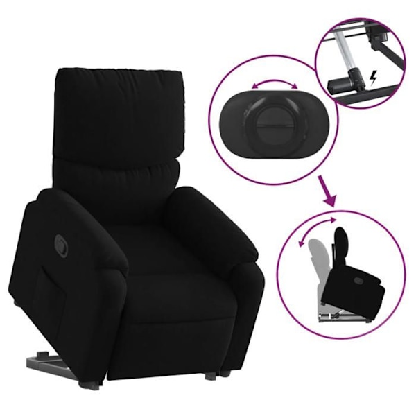 Fauteuil relax TV med komfortabel polstring og elektrisk løftefunktion i sort stof DEC028103 Svart