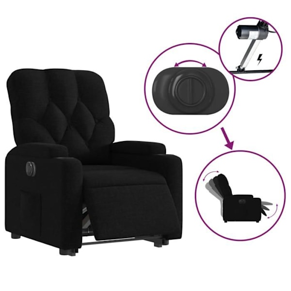 Fauteuil relax TV med elektrisk løftefunktion meget komfortabel i sort stof DEC028493 Svart
