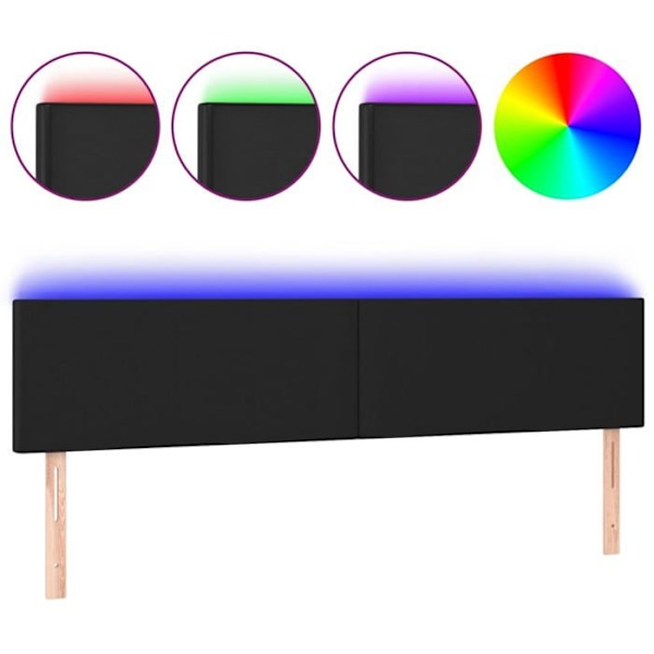Hovedgærde - LED - Sort - 200x78/88 cm - Syntetisk læder - Moderne design Svart