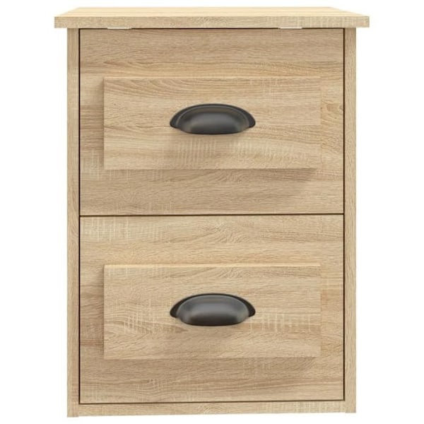 Væghængt natbord med to skuffer 41,5 x 36 x 53 cm i ingeniørtræ farve eg DEC034286 kastanj
