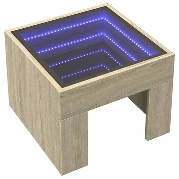 LED-peilillä varustettu yöpöytä 40 x 40 x 30 cm, teknistä puuta ja lasia DEC033144 kastanj