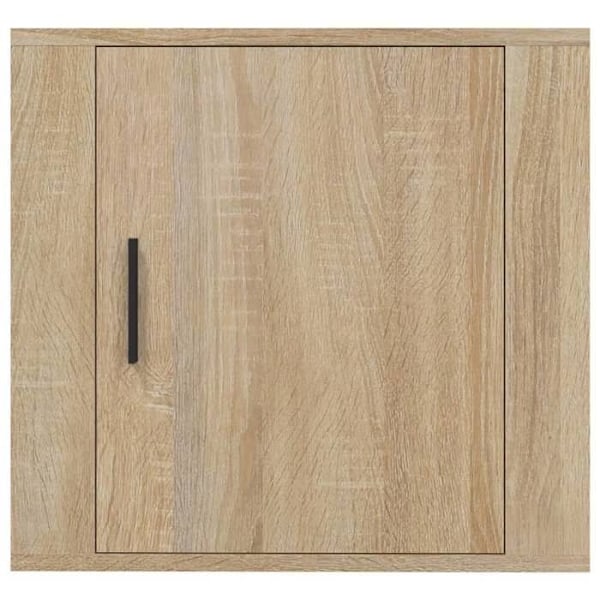 Væghængt natbord med skab og dør 50 x 30 x 47 cm i ingeniørtræ, farve egen DEC034289 kastanj