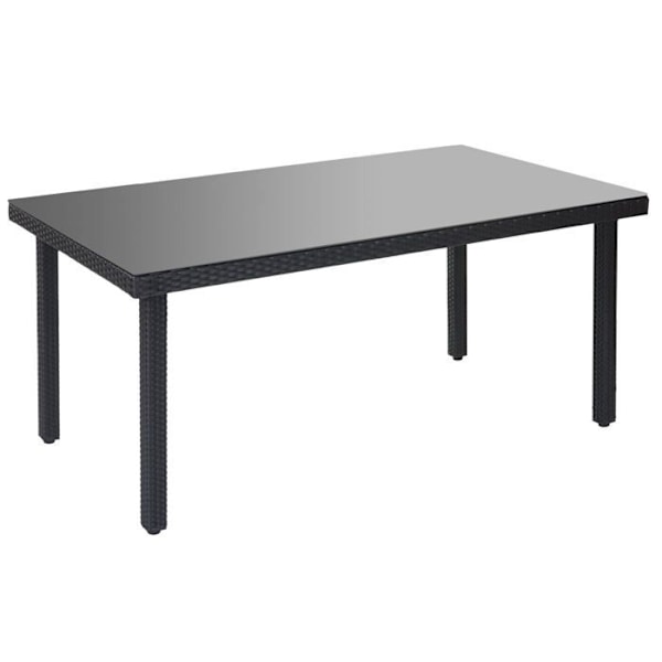 Havemøbel i polyrotan med rygerglasbordplade 160x90 cm antracit til 4 til 6 gæster 04_0001762 Flerfärgad
