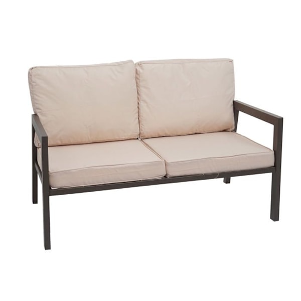 Havemøbler sofa, stole og bord, metaloverflade, puder i hvid cremé 04_0008339 Vit