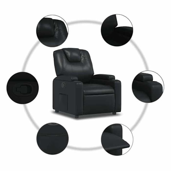 Fauteuil relax TV med komfortabel polstring, manuel vippefunktion i sort PVC DEC028084 Svart